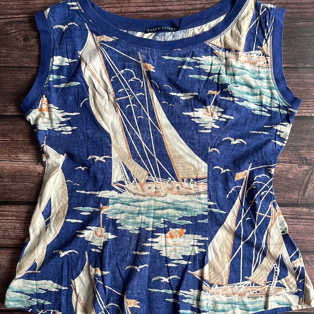 RALPH LAUREN | Sailboats print cotton tank - Picture 1 of 7